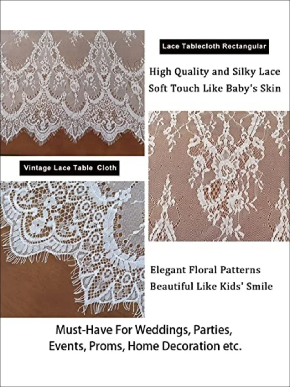 Lace Tablecloth 60x120 5 Pack Floral Cutwork Wedding Table Cloth
